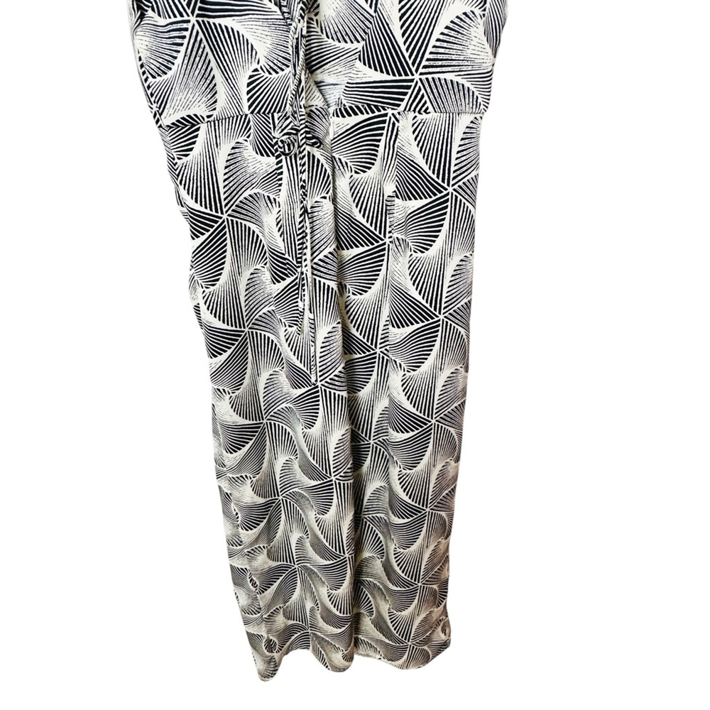 Urban Outfitters Black White Printed Ruched Midi Dress Tie Back Cutout Small - Picture 11 of 15